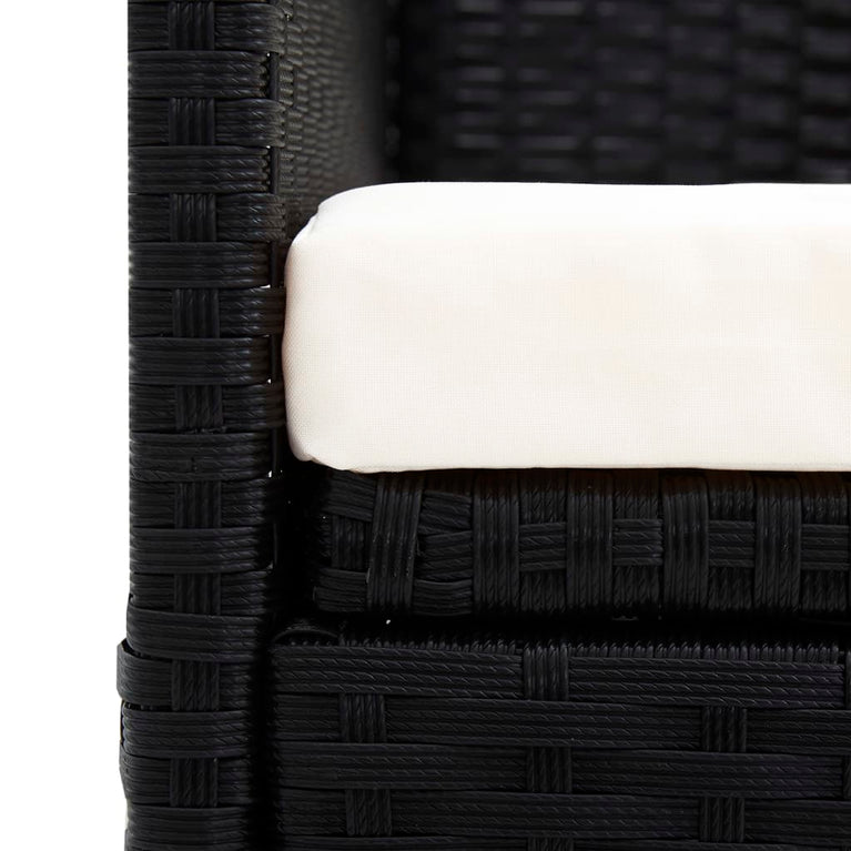 Tuinbank met luifel poly rattan zwart MeubelReus