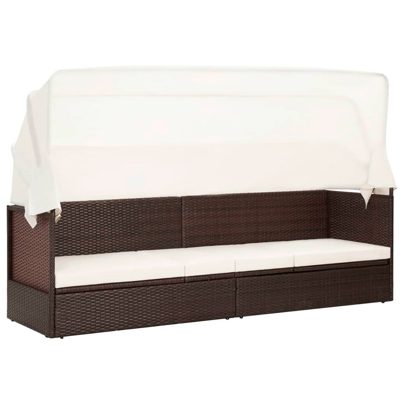 Tuinbank met luifel poly rattan bruin MeubelReus