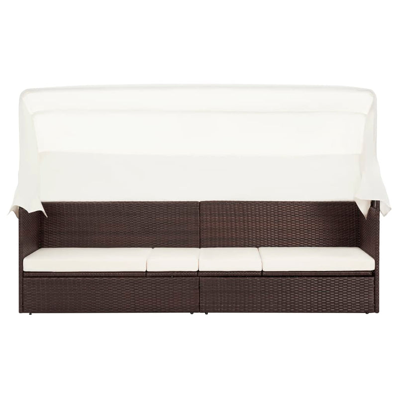 Tuinbank met luifel poly rattan bruin MeubelReus