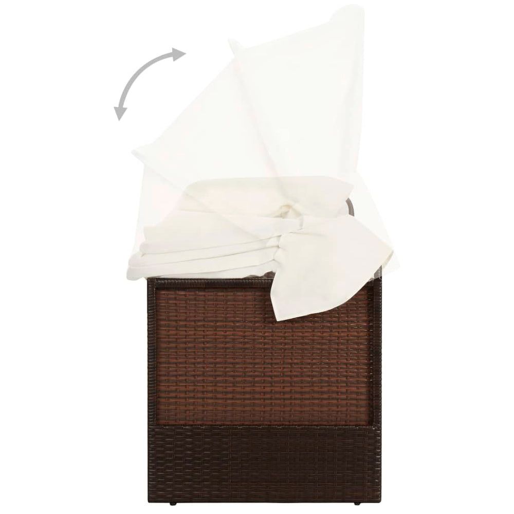 Tuinbank met luifel poly rattan bruin MeubelReus