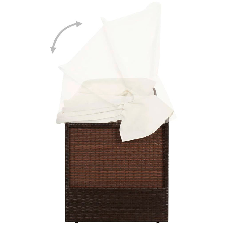 Tuinbank met luifel poly rattan bruin MeubelReus