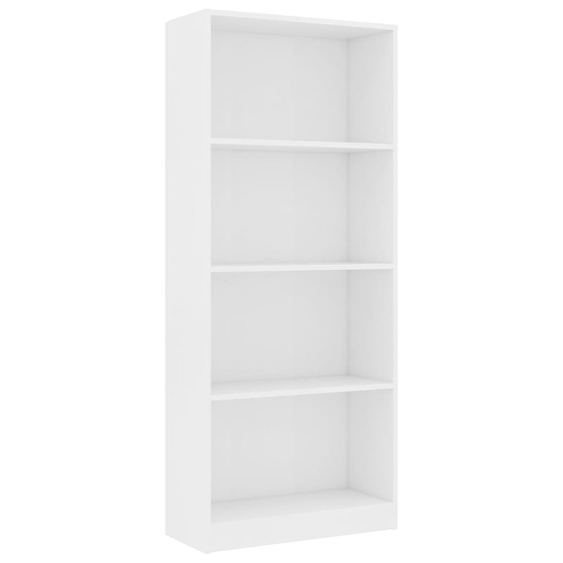 Boekenkast met 4 schappen 60x24x142 cm bewerkt hout wit MeubelReus