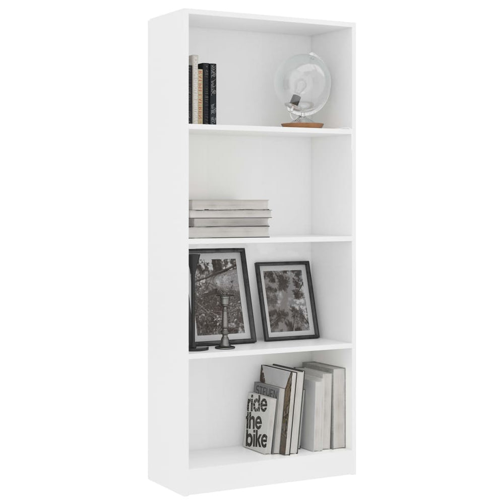 Boekenkast met 4 schappen 60x24x142 cm bewerkt hout wit MeubelReus