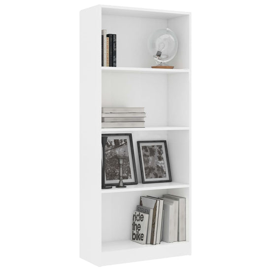 Boekenkast met 4 schappen 60x24x142 cm bewerkt hout wit MeubelReus