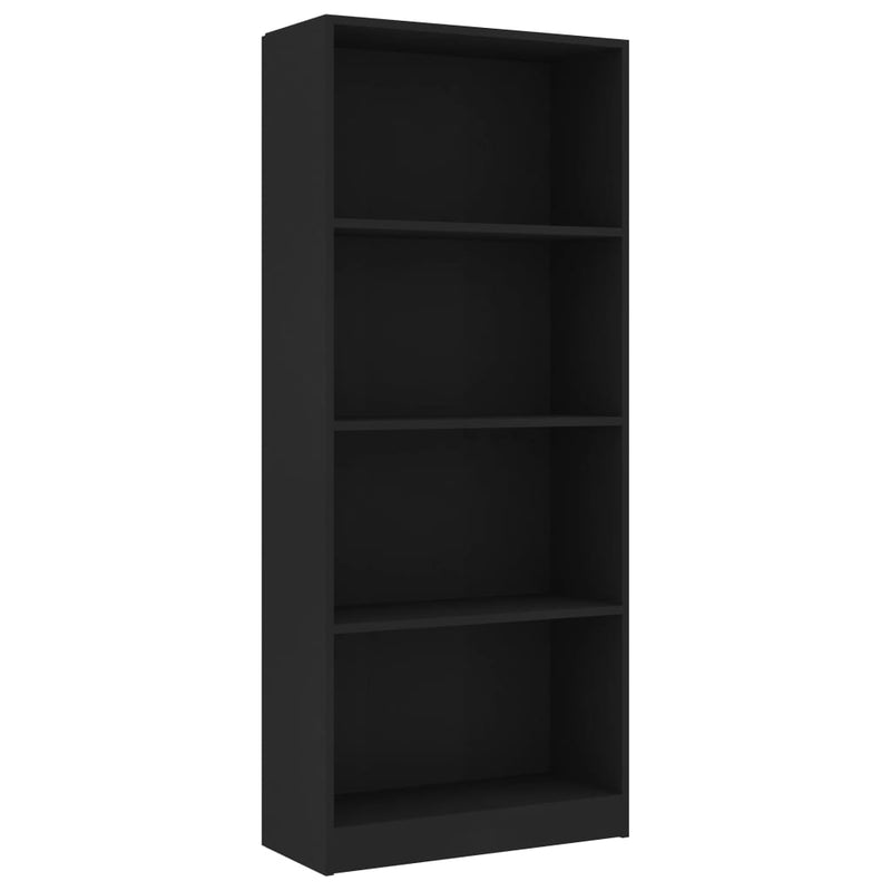 Boekenkast met 4 schappen 60x24x142 cm bewerkt hout zwart MeubelReus