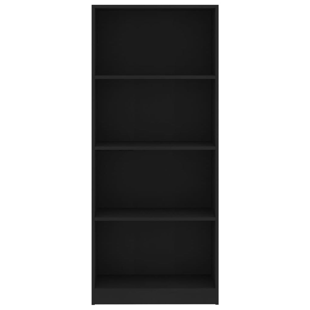Boekenkast met 4 schappen 60x24x142 cm bewerkt hout zwart MeubelReus
