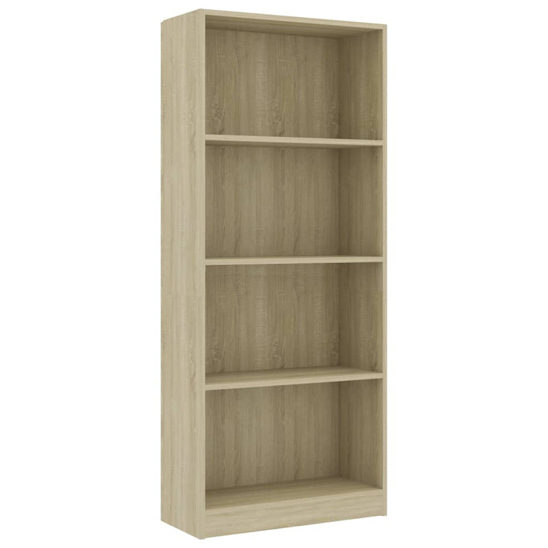 Boekenkast met 4 schappen 60x24x142 cm bewerkt hout sonoma eik MeubelReus