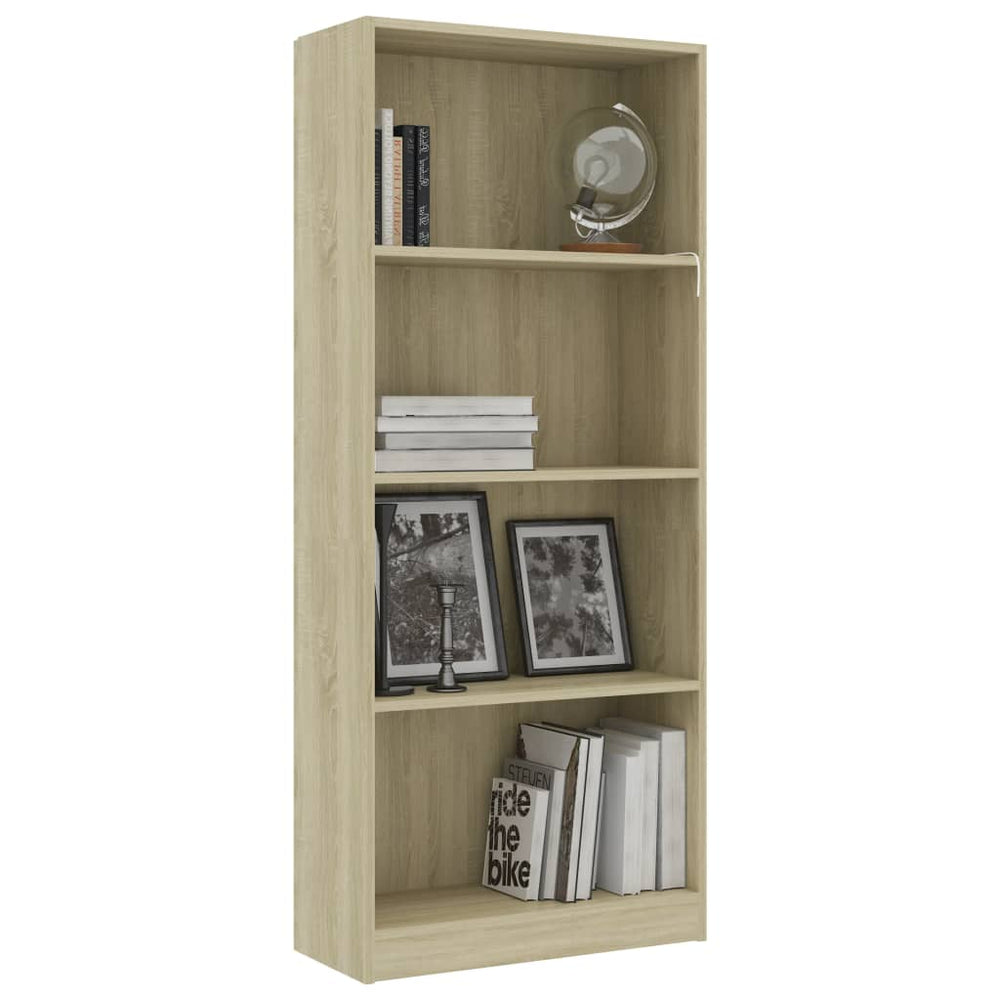 Boekenkast met 4 schappen 60x24x142 cm bewerkt hout sonoma eik MeubelReus
