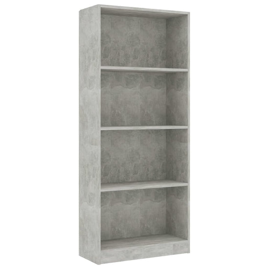 Boekenkast met 4 schappen 60x24x142 cm bewerkt hout betongrijs MeubelReus