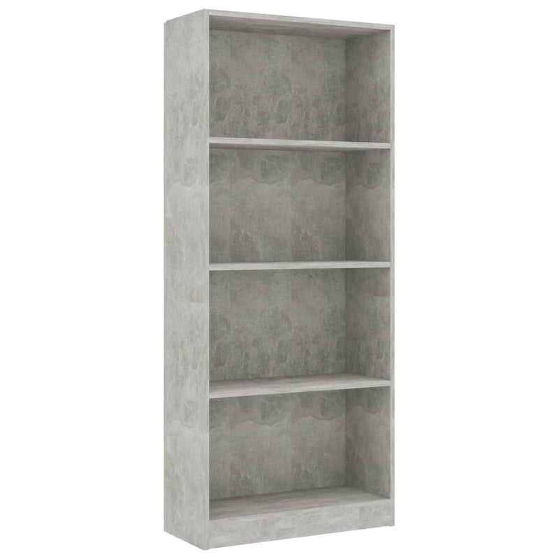 Boekenkast met 4 schappen 60x24x142 cm bewerkt hout betongrijs MeubelReus
