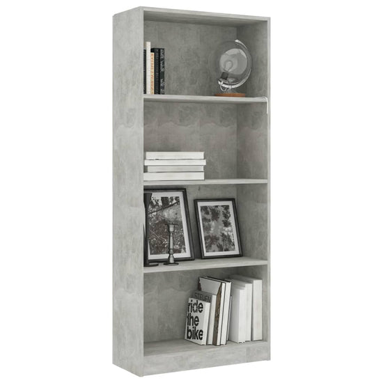 Boekenkast met 4 schappen 60x24x142 cm bewerkt hout betongrijs MeubelReus
