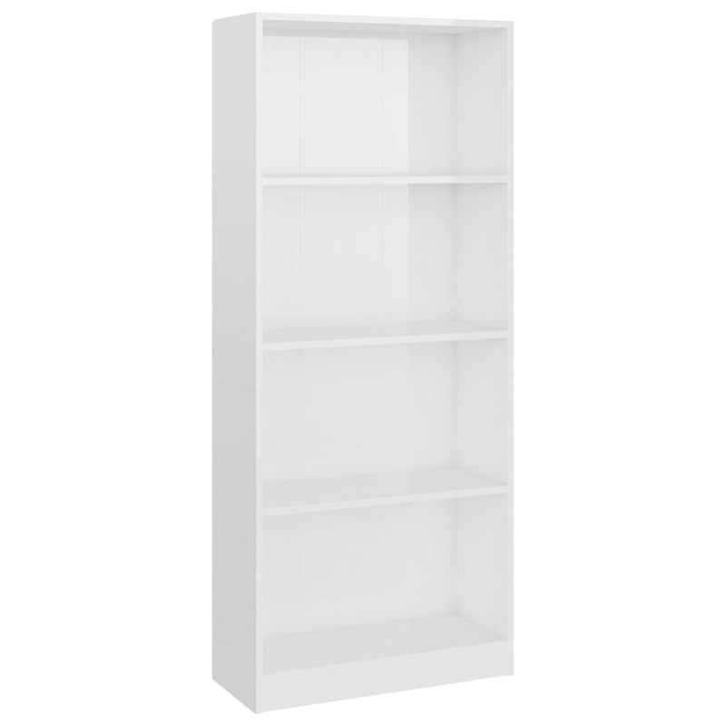 Boekenkast 4 schappen 60x24x142 cm bewerkt hout hoogglans wit MeubelReus