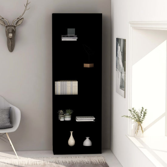 Boekenkast met 5 schappen 60x24x175 cm bewerkt hout zwart MeubelReus