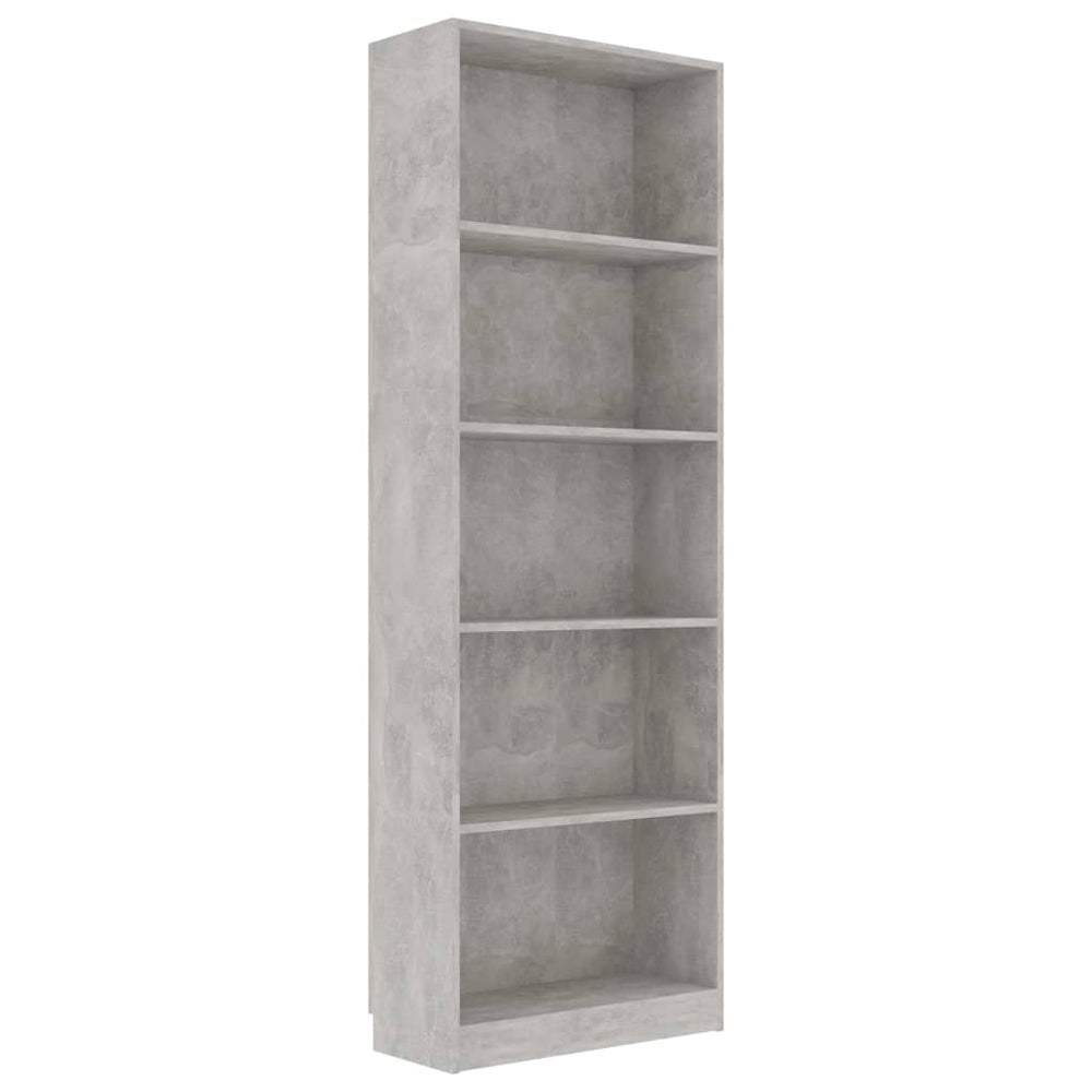 Boekenkast met 5 schappen 60x24x175 cm bewerkt hout betongrijs MeubelReus