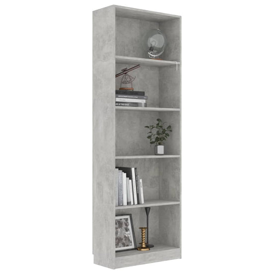 Boekenkast met 5 schappen 60x24x175 cm bewerkt hout betongrijs MeubelReus