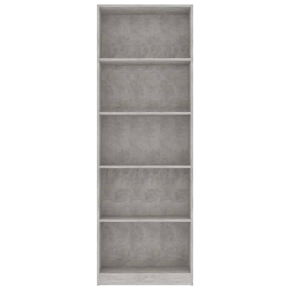 Boekenkast met 5 schappen 60x24x175 cm bewerkt hout betongrijs MeubelReus