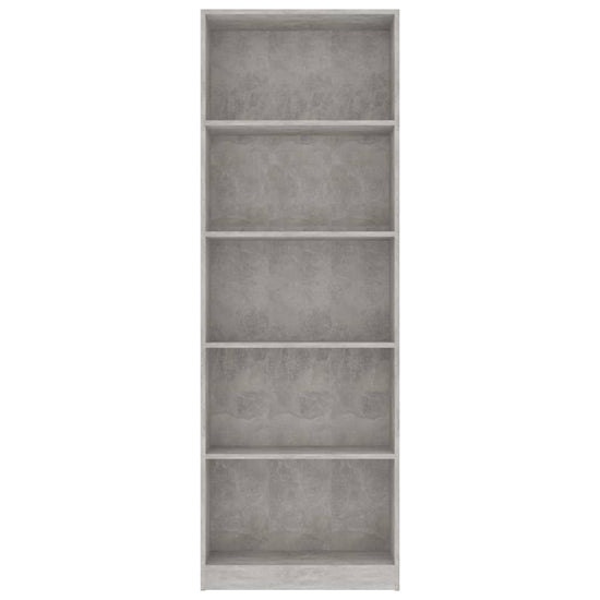Boekenkast met 5 schappen 60x24x175 cm bewerkt hout betongrijs MeubelReus