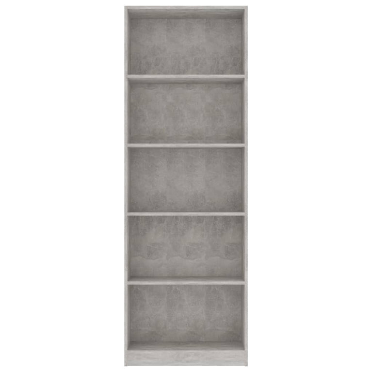 Boekenkast met 5 schappen 60x24x175 cm bewerkt hout betongrijs MeubelReus