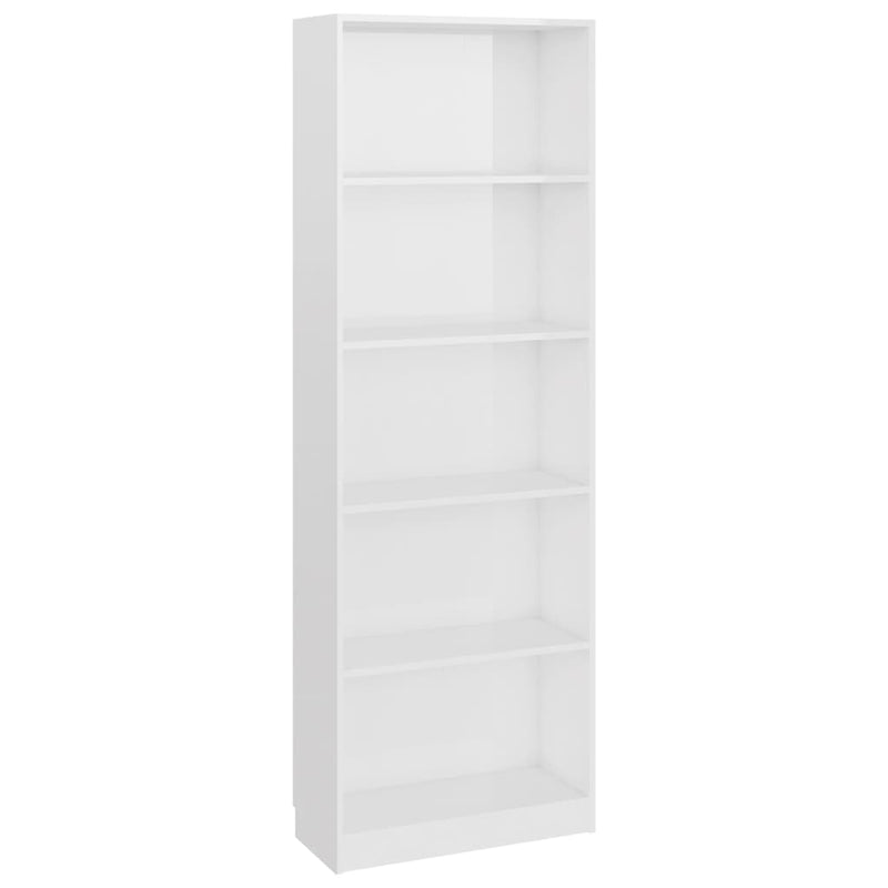 Boekenkast 5 schappen 60x24x175 cm bewerkt hout hoogglans wit MeubelReus