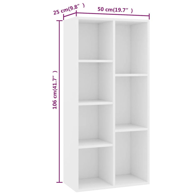 Boekenkast 50x25x106 cm bewerkt hout wit