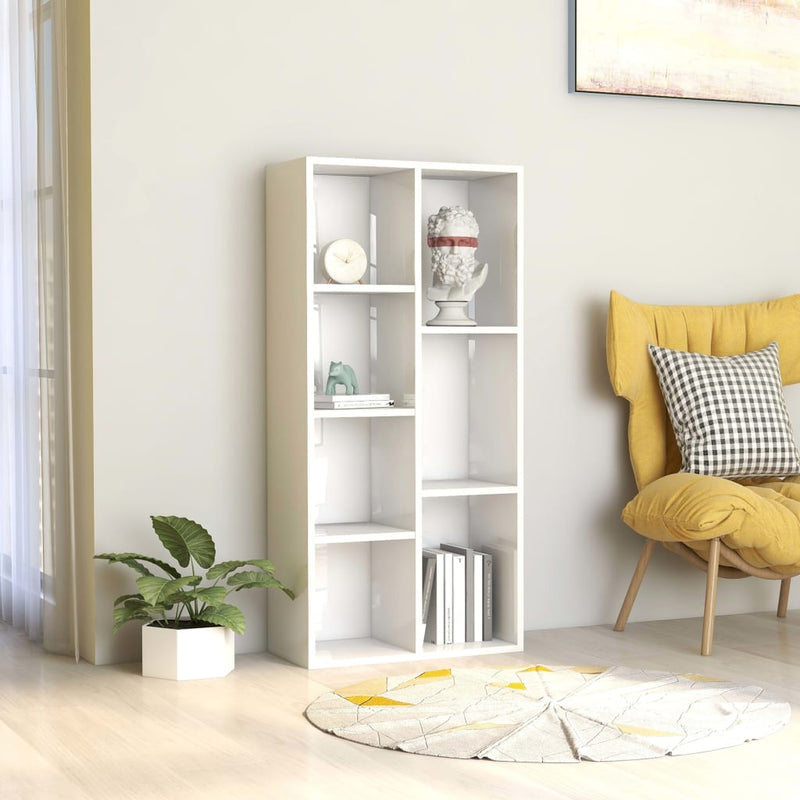 Boekenkast 50x25x106 cm bewerkt hout hoogglans wit MeubelReus