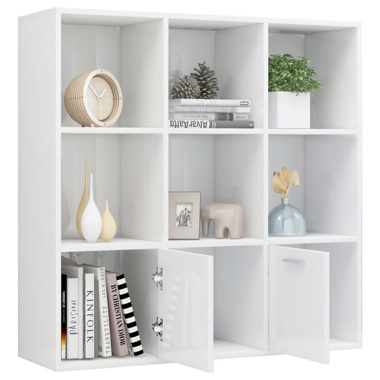 Boekenkast 98x30x98 cm spaanplaat hoogglans wit MeubelReus