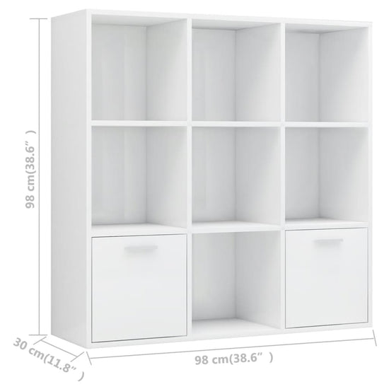 Boekenkast 98x30x98 cm spaanplaat hoogglans wit MeubelReus