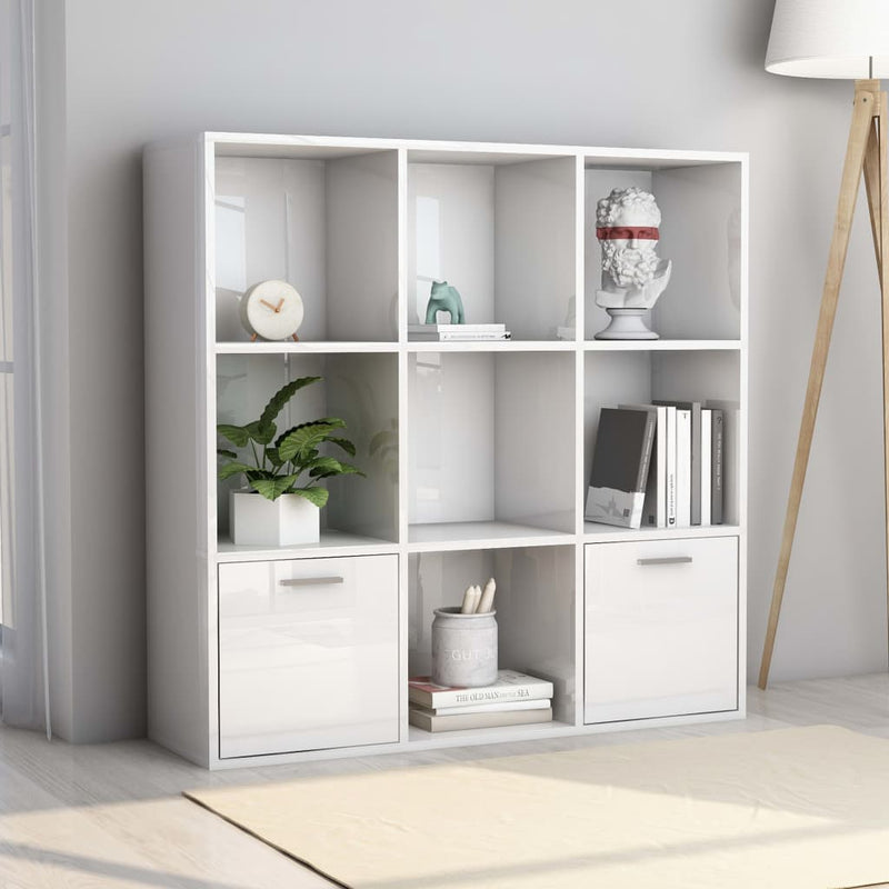 Boekenkast 98x30x98 cm spaanplaat hoogglans wit MeubelReus