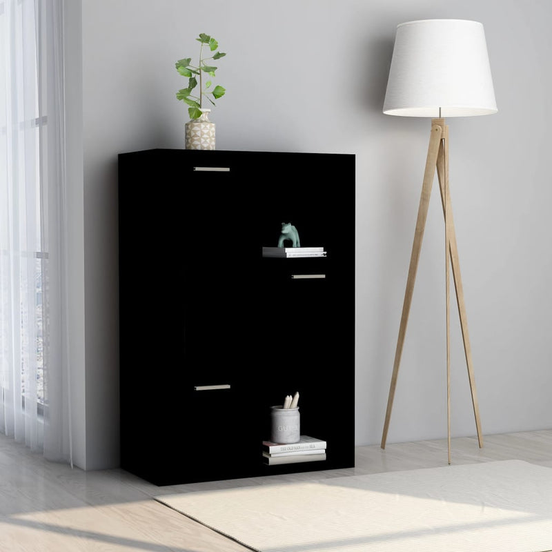 Opbergkast 60x29,5x90 cm bewerkt hout zwart MeubelReus