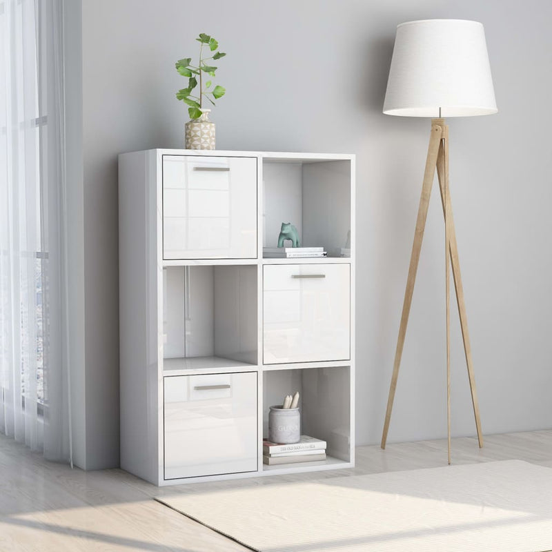 Opbergkast 60x29,5x90 cm spaanplaat hoogglans wit MeubelReus