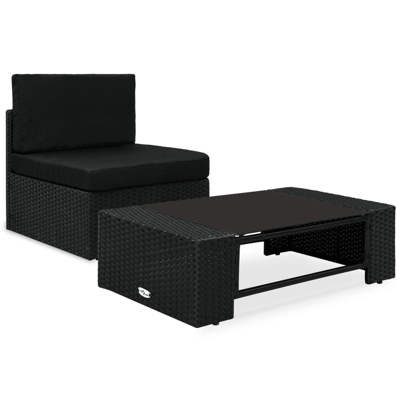 2-delige Loungeset poly rattan zwart MeubelReus