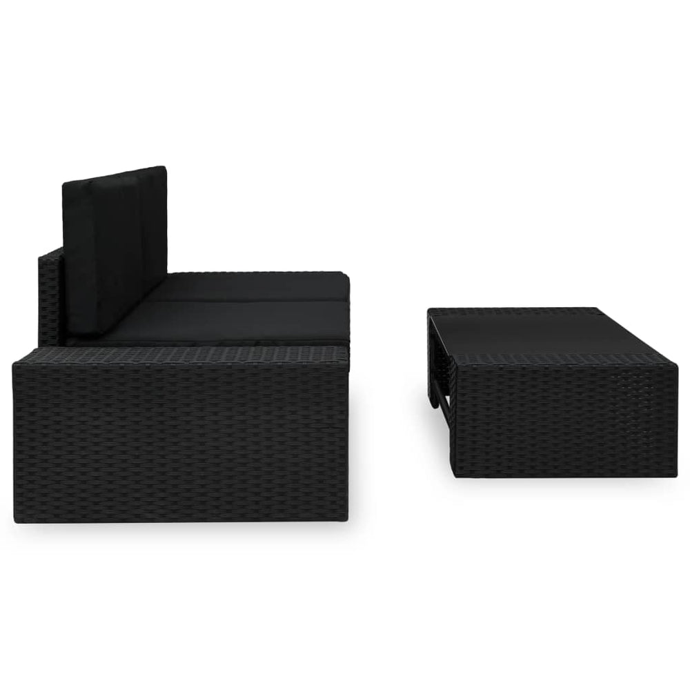 3-delige Loungeset poly rattan zwart MeubelReus