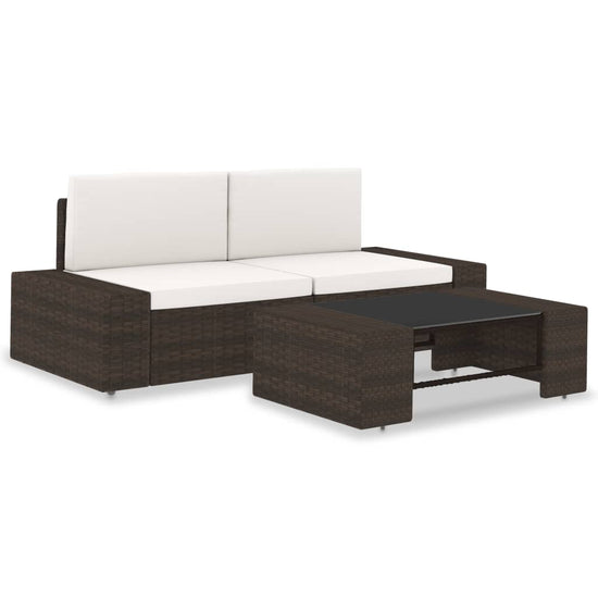 3-delige Loungeset poly rattan bruin MeubelReus