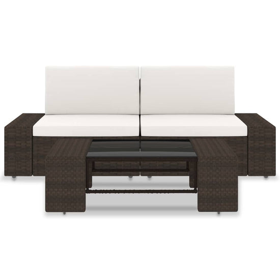 3-delige Loungeset poly rattan bruin MeubelReus