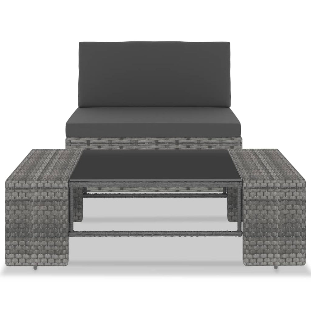 2-delige Loungeset poly rattan grijs MeubelReus