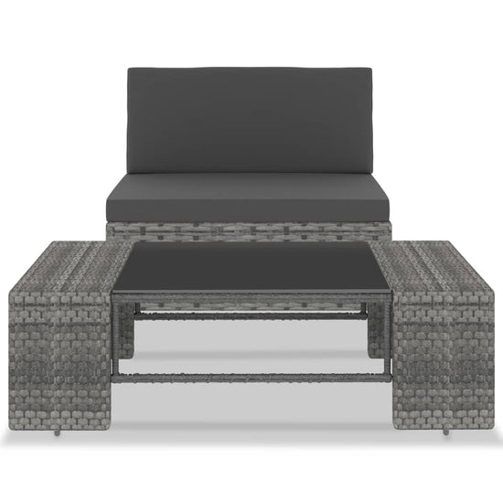 2-delige Loungeset poly rattan grijs MeubelReus