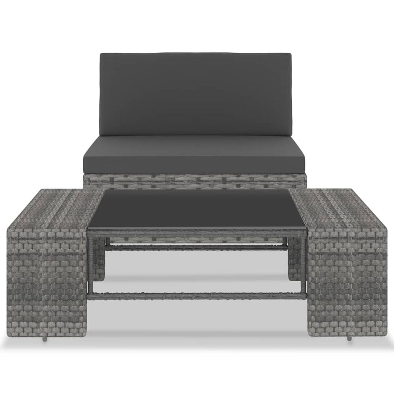 2-delige Loungeset poly rattan grijs MeubelReus
