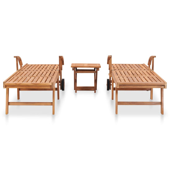 Ligbedden 2 st met tafel massief teakhout MeubelReus