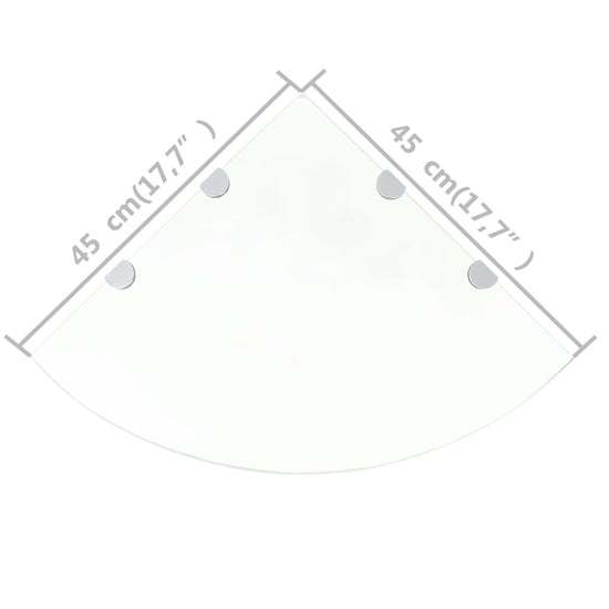 Hoekschappen 2 st met chromen dragers 45x45 cm glas transparant MeubelReus