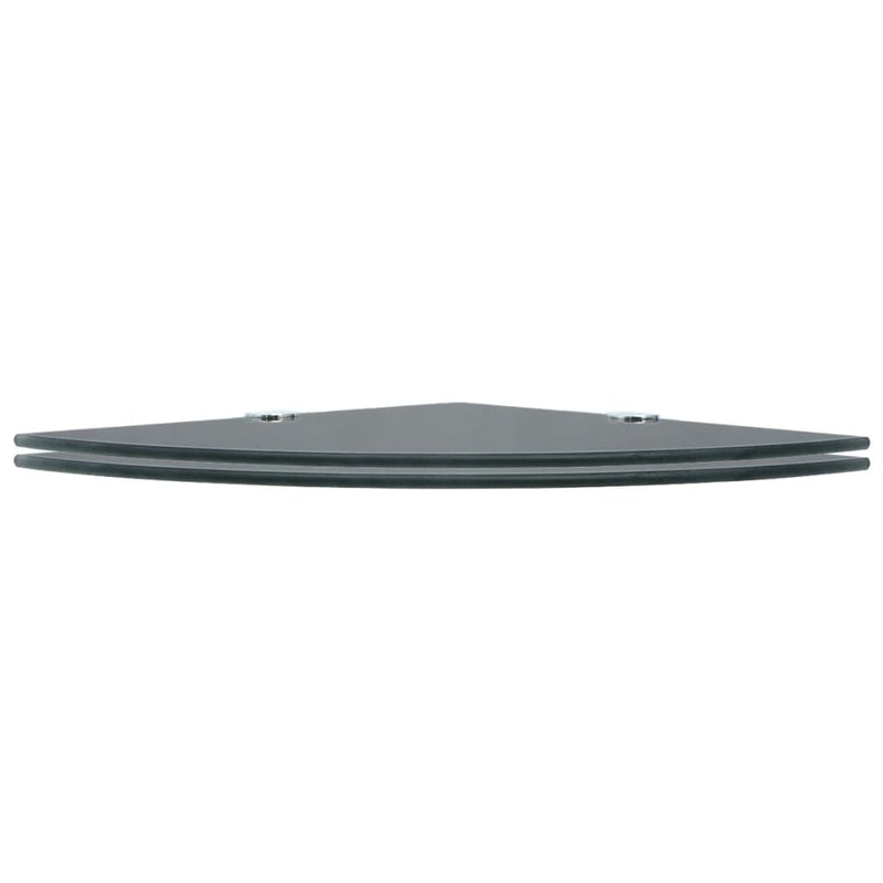 Hoekschappen 2 st met chromen dragers 35x35 cm glas zwart MeubelReus