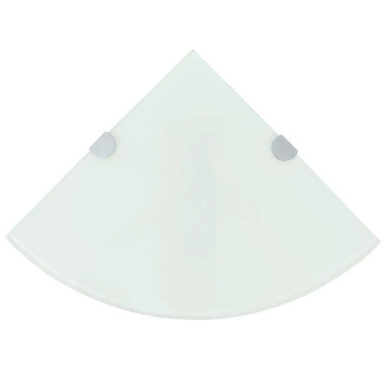 Hoekschappen 2 st met chromen dragers 25x25 cm glas wit MeubelReus