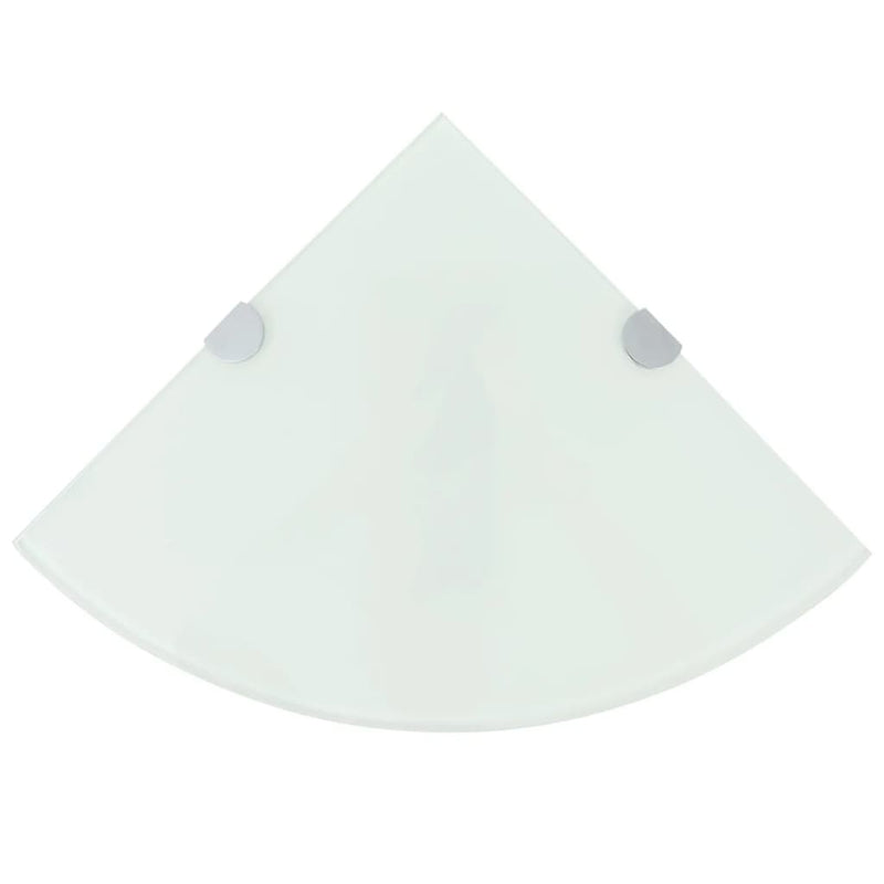 Hoekschappen 2 st met chromen dragers 25x25 cm glas wit MeubelReus
