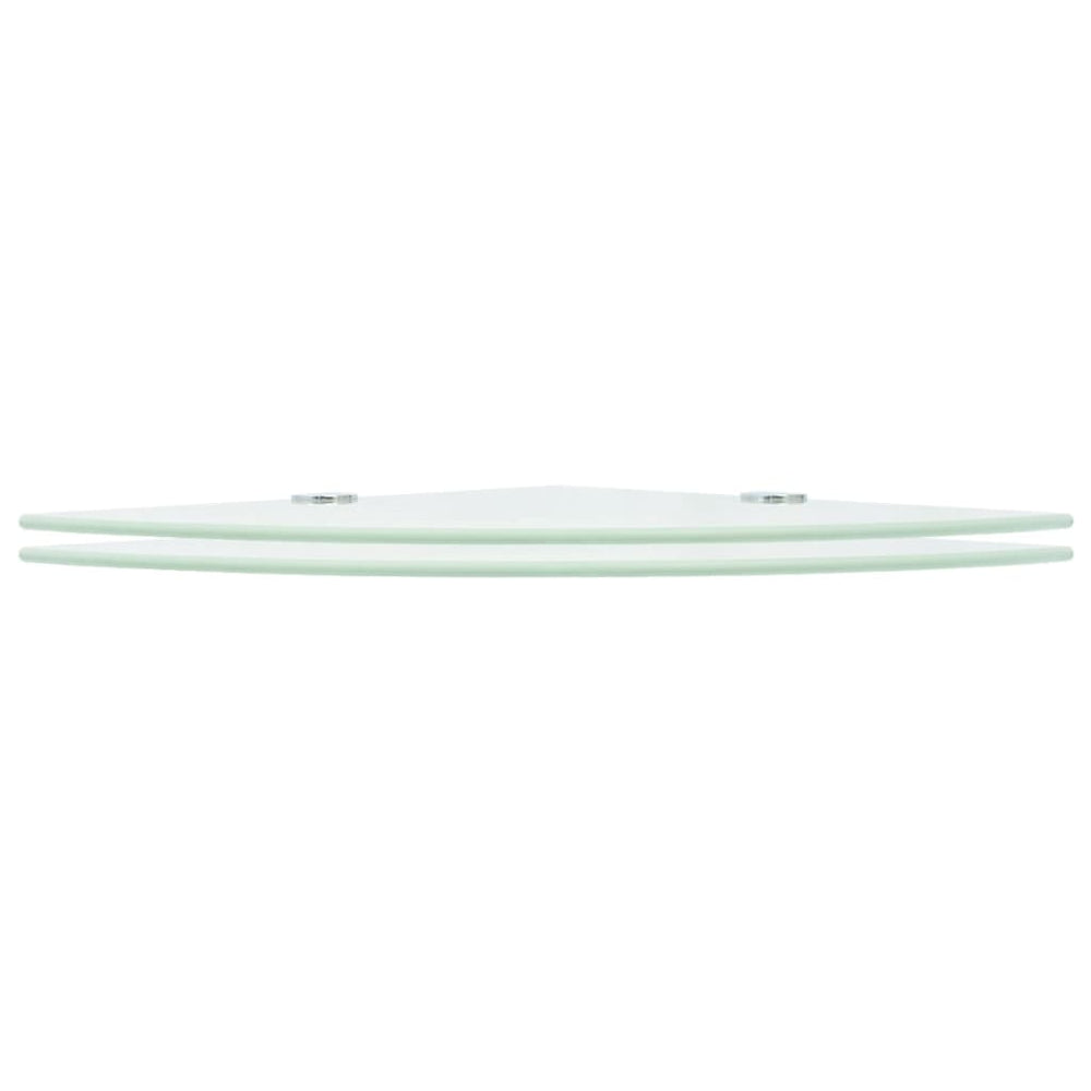 Hoekschappen 2 st met chromen dragers 25x25 cm glas wit MeubelReus
