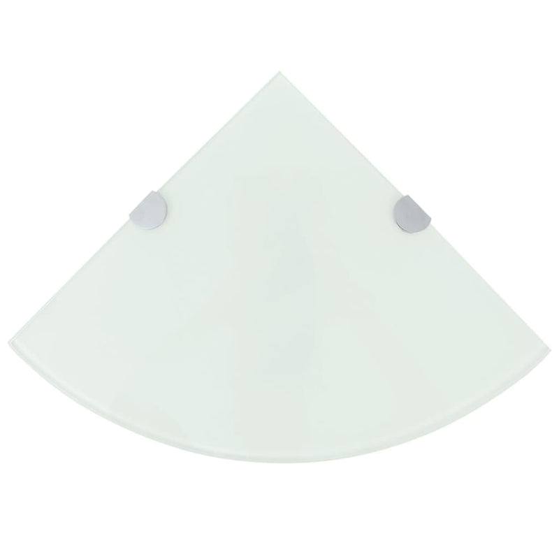 Hoekschappen 2 st met chromen dragers 35x35 cm glas wit MeubelReus