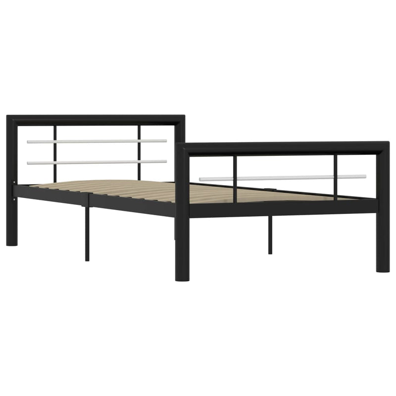 Bedframe metaal zwart en wit 90x200 cm