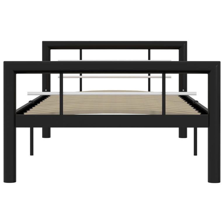Bedframe metaal zwart en wit 90x200 cm