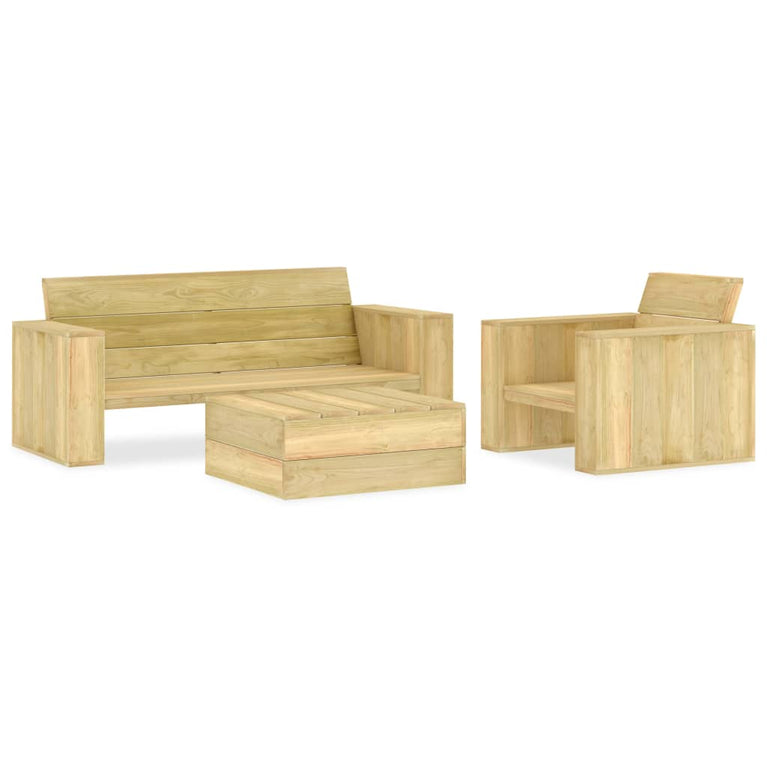 3-delige Loungeset geïmpregneerd grenenhout MeubelReus
