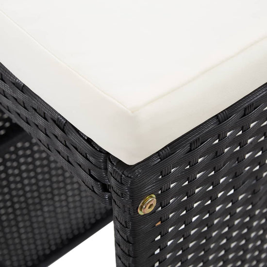 7-delige Tuinbarset met kussens poly rattan zwart MeubelReus