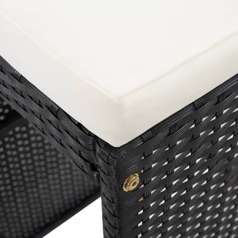 7-delige Tuinbarset met kussens poly rattan zwart MeubelReus