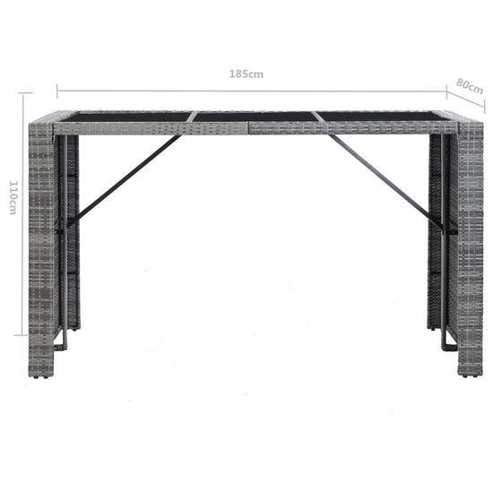 7-delige Tuinbarset met kussens poly rattan grijs MeubelReus